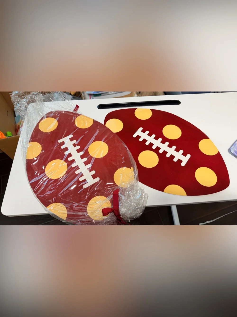Red & Yellow Polka Dot Football Placemates set of 6